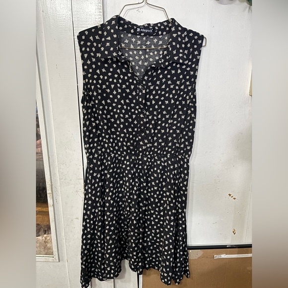 Allegra K Black and White Patterned Midi Dress - Picture 1 of 5